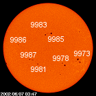 SOHO MDI images of the sun for June 7