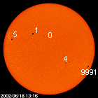 SOHO MDI images of the sun for June 18