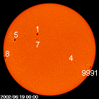 SOHO MDI images of the sun for June 19