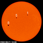 SOHO MDI images of the sun for June 21