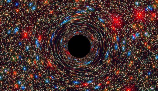 image of black hole and surrounding gravitational waves